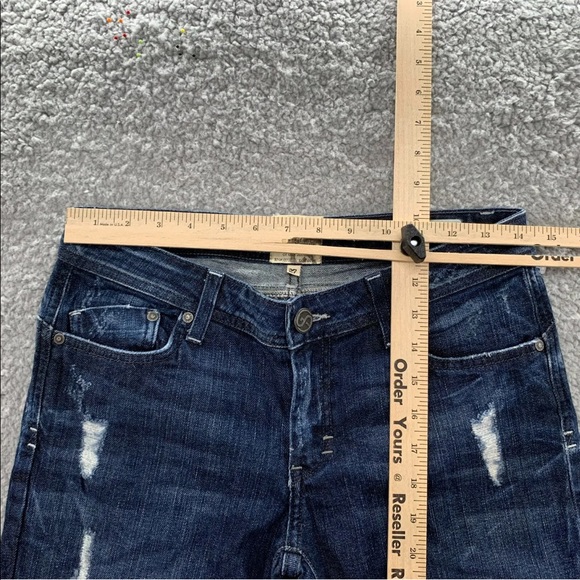 Dylan&George Alexandra Flare Y2K Vintage Low Rise Women Jeans Blue Distressed 26 - Picture 9 of 11